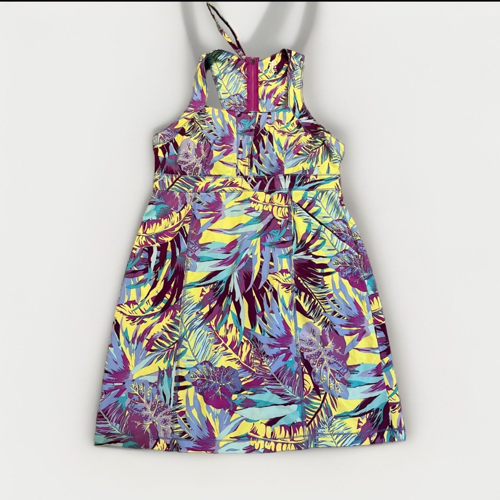 Title Nine Dress Womens Floral Bright Zip Up Breeze Outdoor Travel Purple Sz 14